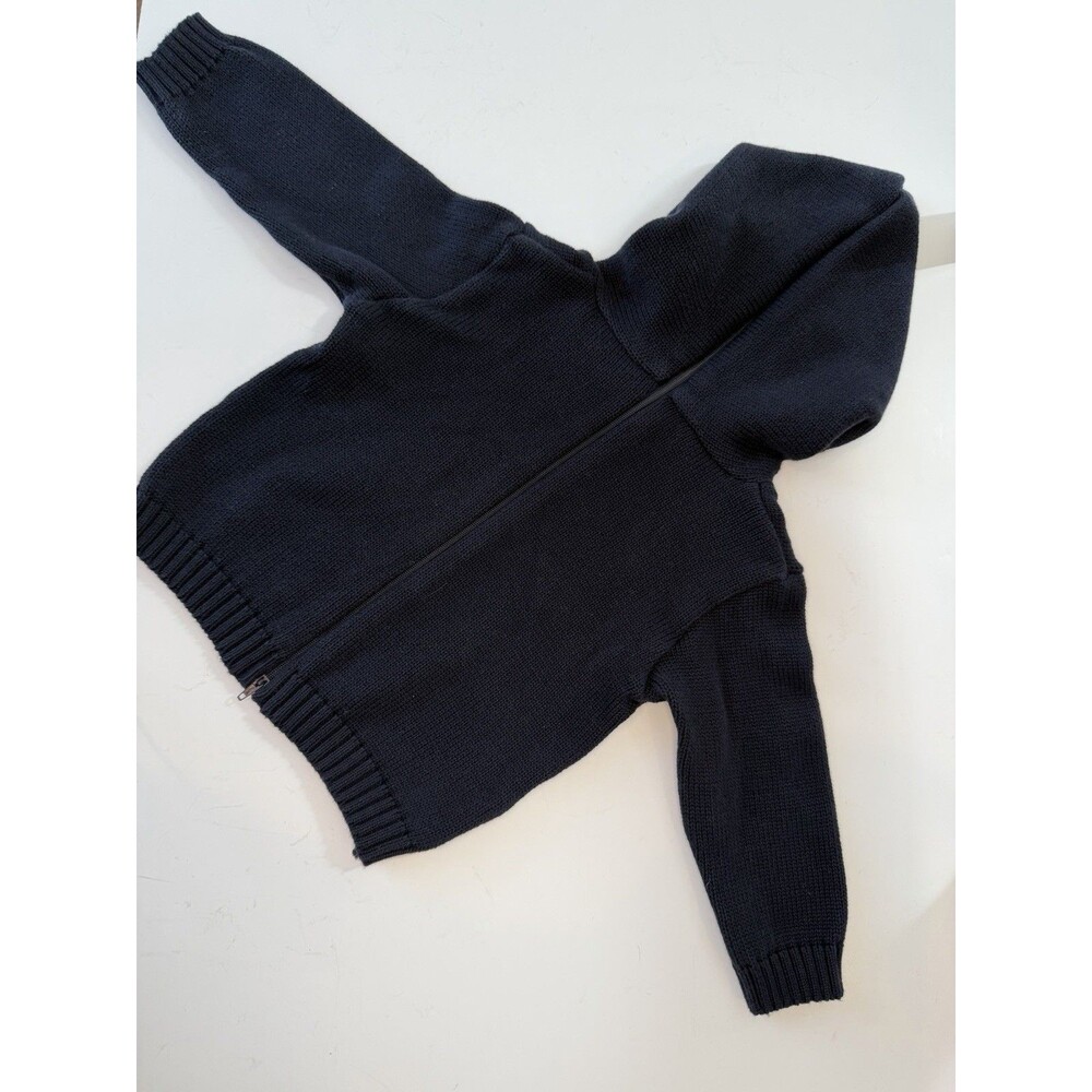 Carriage Boutique Baby Navy Whale Hooded Sweater Zip Back Nautical Knit 6 months - Picture 2 of 7